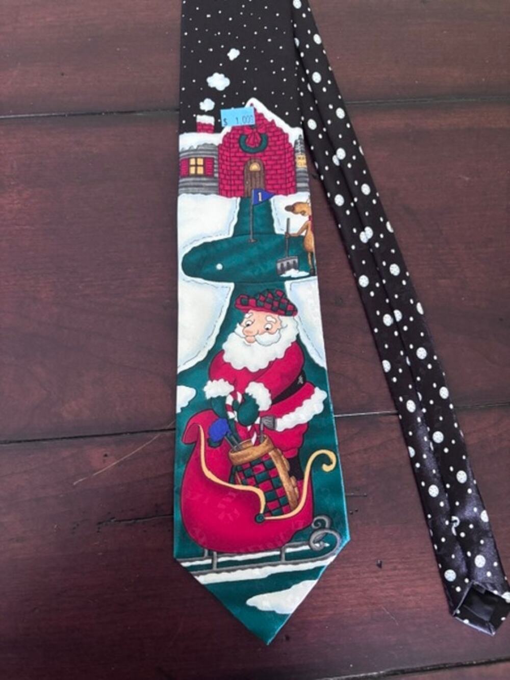 Vintage Hallmark SpecialTies Santa Christmas Necktie Black Novelty Tie 1990s